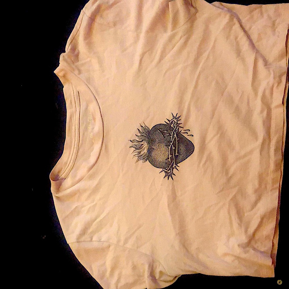 This top is a pinkish tan color crop top